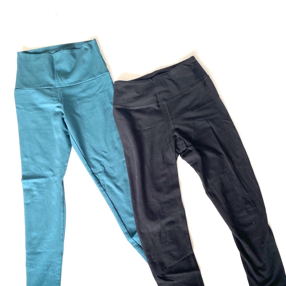 2 pairs Mate the Label and Grocery Apparel sustainable leggings